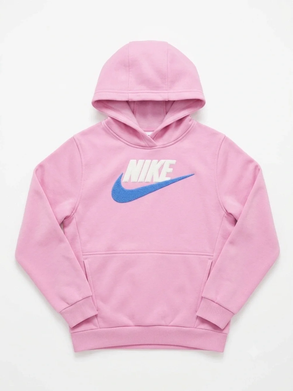Nike Kids Pink Fleece Pullover Hoodie Chenille Logo | Large